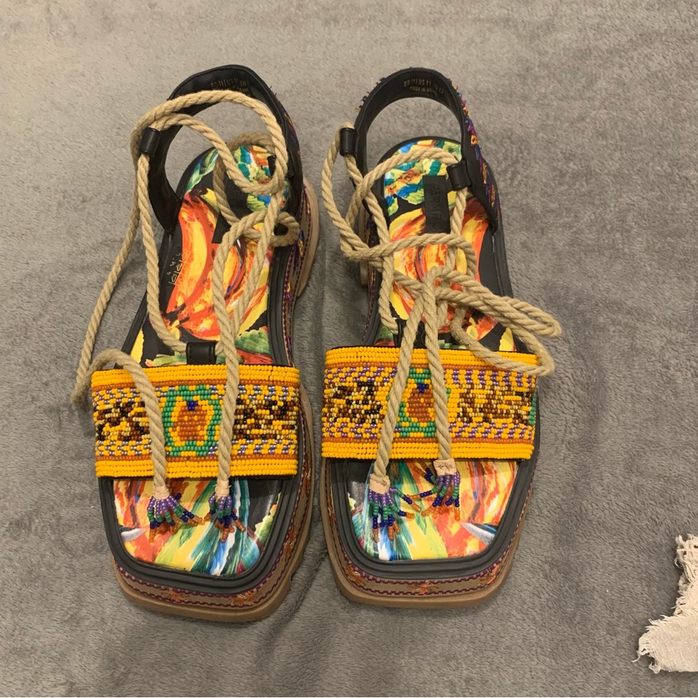 Size 11 Farm Rio Beaded Banana Platform Sandal